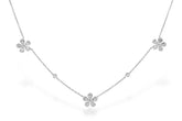 14KT Baguette Flower Diamond Station Necklace